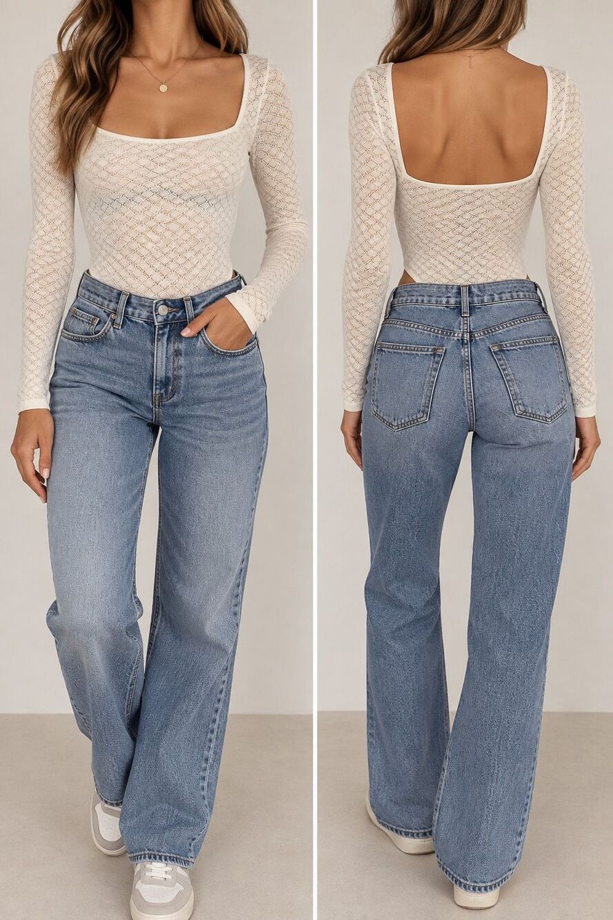 Abercrombie & Fitch Lace Bodysuit XS Cream Long Sleeve Y2K Sheer